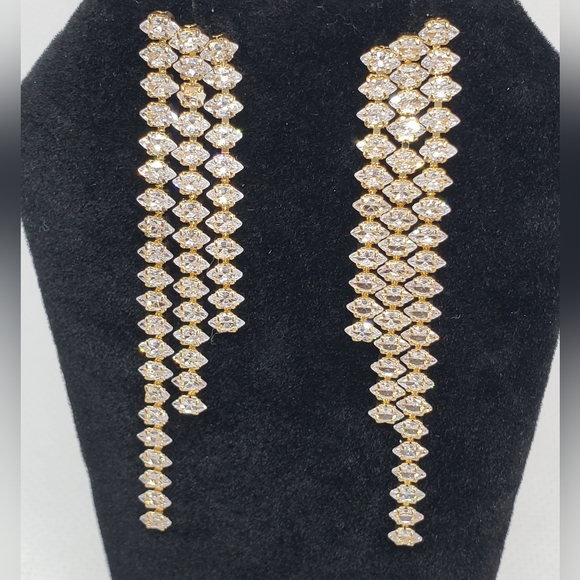 J004 Amber Sceats crystals chandelier earrings gold plated - Picture 2 of 6